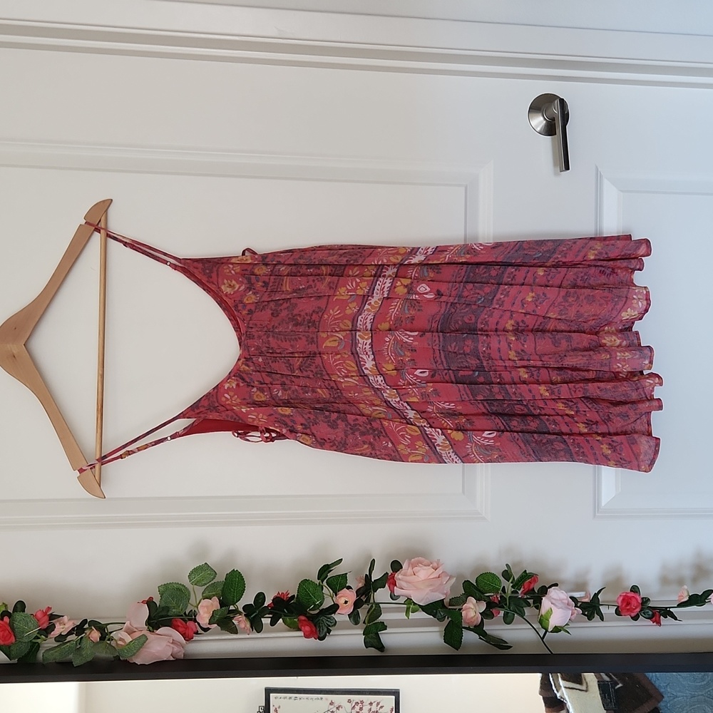 Kimchi Blue Urban Outfitters side tie pink orange mini dress medium